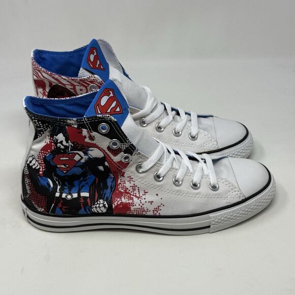 Converse All Star Hi DC Comics Superman Shoes Mens 8 Womens 10 White Red Graphic - Picture 5 of 15